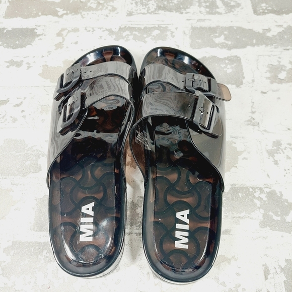 MIA Black Double Strap Buckle Slides Sandals V633 - Picture 6 of 11